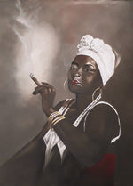 €425,00 Schiderij Schilderij Vrouw "Cubaanse sigaar" 140x200cm
