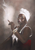 €425,00 Schiderij Schilderij Vrouw "Cubaanse sigaar" 140x200cm