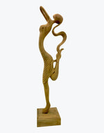 €69.95 sculptuur Houten Beeld Dansend Meisje 22x22x75cm
