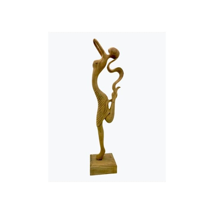 €69.95 sculptuur Houten Beeld Dansend Meisje 22x22x75cm