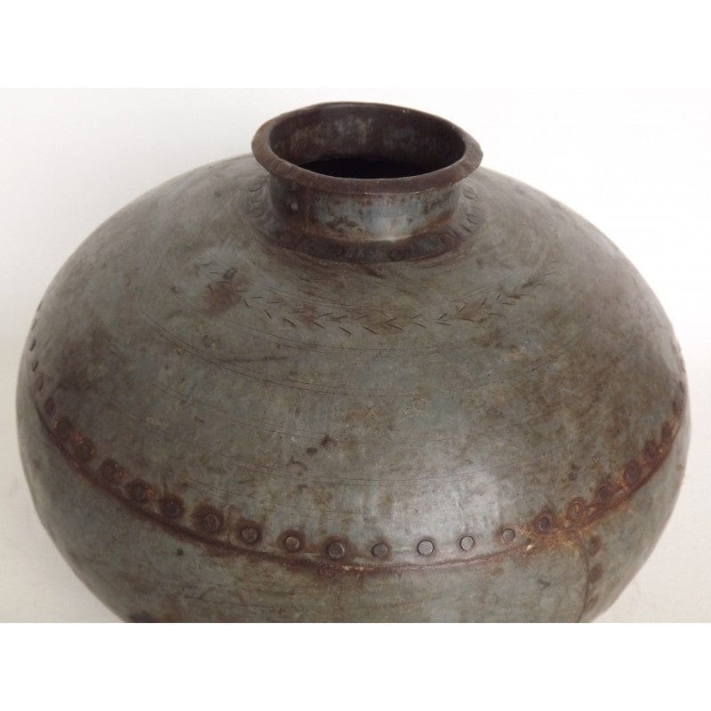 €44,95 Vaas Pot Metaal India Indiaanse Oude Metalen Pot 35x30cm
