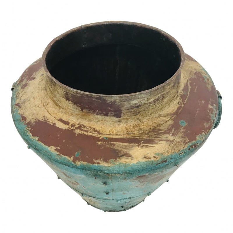€67,95 Vaas Pot Metaal India Indiaanse Oude Metalen Pot Ø40*H21cm