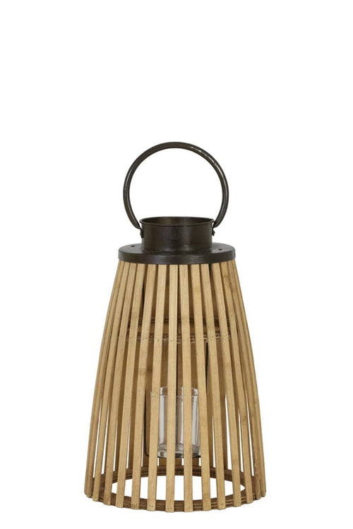 €39.95 Windlicht Lantaarn bamboe+zink Ø21x42 cm