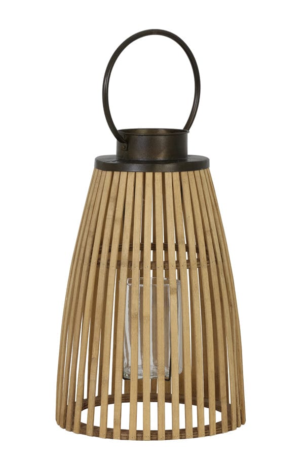 €49.95 Windlicht Lantaarn bamboe+zink Ø25x54 cm
